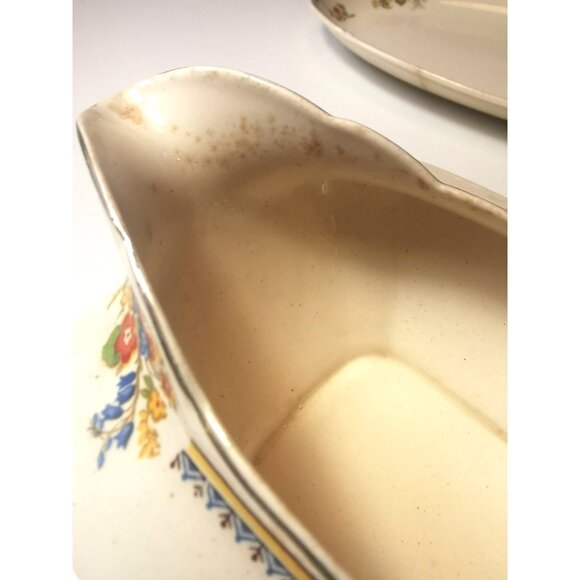 Sauce Boat and Plate Vintage Early 1930s John Maddock and Sons Ltd. Ivory Ware - Picture 7 of 10